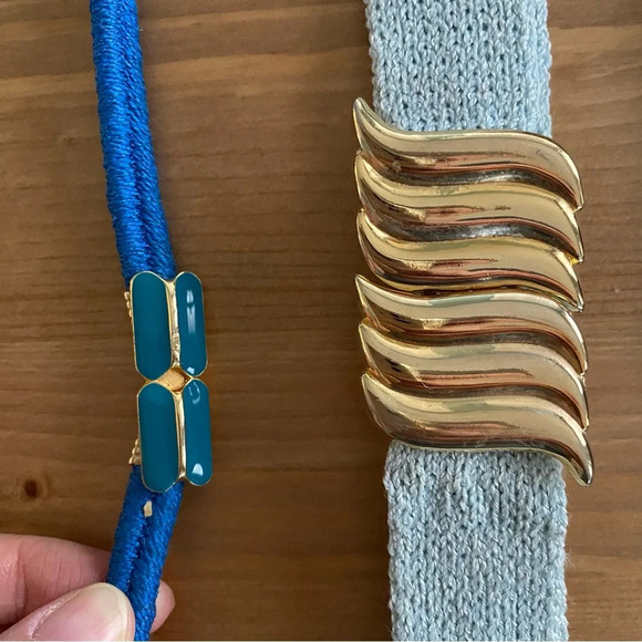 St John Santana Knit Stretch Waist Belt Navy And Blue Cords & Buckle Bundle XS-S - Picture 5 of 7